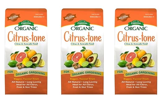 Espoma Organic Citrus-Tone 5-2-6 Natural & Organic Fertilizer for All Citrus, Fruit, Nut, & Avocado Trees; 4 lb. Bag. Promotes Vigorous Growth & Abundant Fruit - Pack of 3