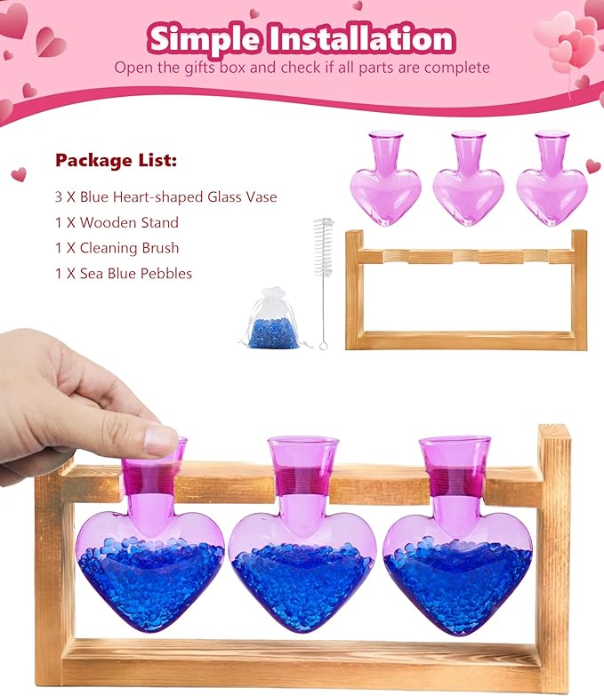 Nacome Plant Terrarium Propagation Stations: Birthday Gifts for Plant Lovers Women Mom Wife Daughter - 3 Bulb Glass Vase with Wooden Stand Tabletop for Hydroponics Home Garden Decor(Purple)