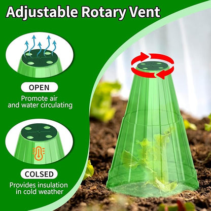 Garden Cloches for Plants, 40 Pack Garden Cloche with Rotary Vent, Reusable Bell Plant Covers with 40Pcs Ground Stakes, Plant Cloche Protectors from Animals Snails Birds Chickens, 7.9" H X 6.7" D