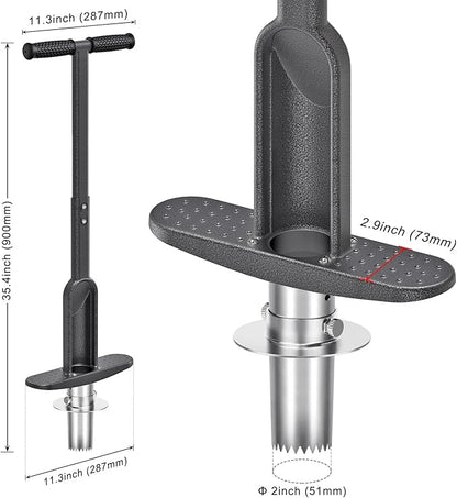 Dolibest Bulb Planter Tool w/Soft Grip, Grass Plugger Tool w/Stainless Steel Sharp Serrations, Depth Adjust Pre-Assembled Sod Plugger w/Centre Auto Dump Design for Lawn Planting Bulbs and Grass Repair