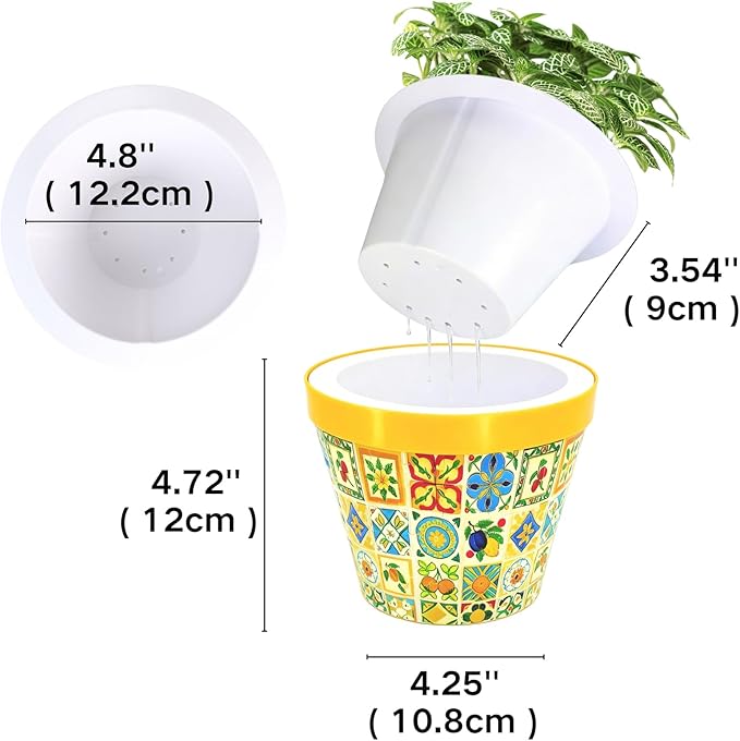 GREENPARA 5-inch Garden Planter 3D Puzzle Decorative Flower Pot Plant Container Mediterranean Mosaic Home Decor for Indoor Cactus, Succulents