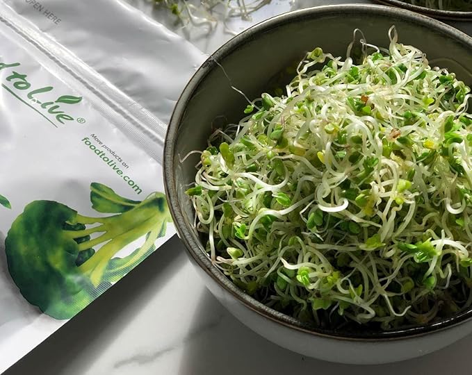 Food to Live Organic Broccoli Seeds for Sprouting, 12 Pounds – Non-GMO, Vegan, Kosher, Sirtfood, Bulk. Rich in Sulforaphane, Vitamin C. Grow Sprouts, Microgreens for Salads, and Sandwiches