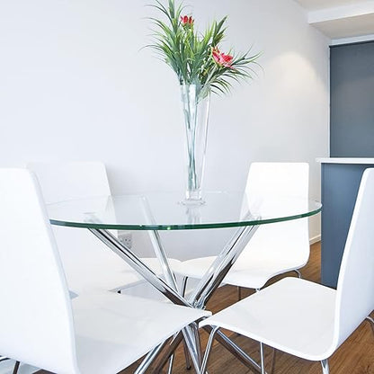Custom Cut Round Glass Table Top 3/8" Thick - Clear Tempered Glass Cut to Size - Replacement for Table Tops with Flat Edge
