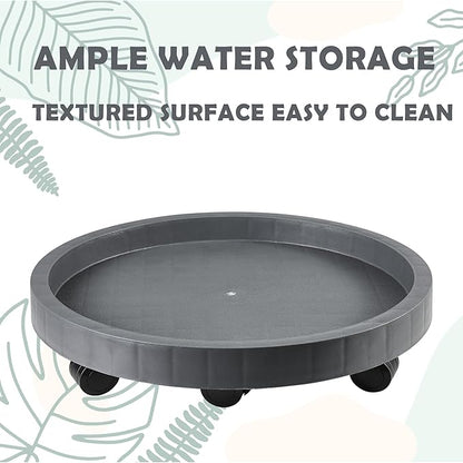 20.5 Inch Planter Caddies Rolling Saucer Caddy with Wheels, Heavy Duty Wheeled Stand for Potted Plant, Round Coaster Roller Base Tray with Casters, Flower Pot Dolly Holder for Indoor Outdoor