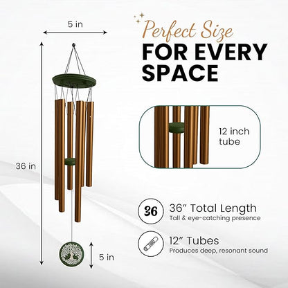 Memorial Gifts, Wind Chimes for Loss of Loved One - 36" Tree of Life, Deep Toned Windchimes Outdoors, Porch Decor, Double-Sided Engraved, loss of father gift, Wind Chimes for Outside Clearance