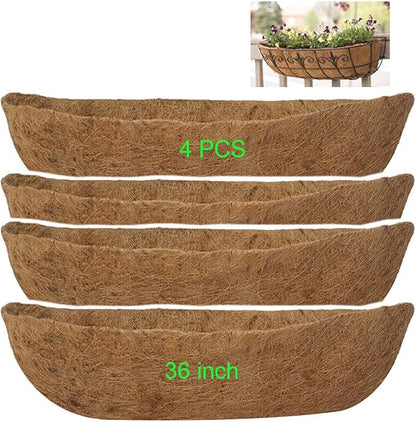 Trough Coconut Liners for Planters Horse Trough Coco Liners for Window Box/Hanging Trough Planter (4, 36 Inch)