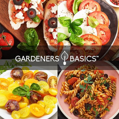 Gardeners Basics, Basil Seeds for Planting Home Garden - 8 Variety Herb Pack Genovese, Large Leaf, Lemon, Thai, Red Rubin, Cinnamon, Sweet and Purple Opal Basil Herb Seeds for Indoors & Outdoors