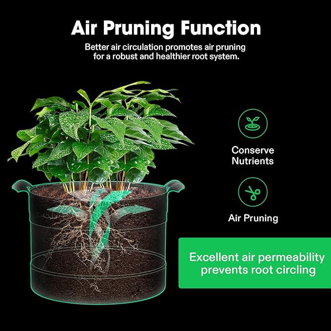 VIVOSUN 5-Pack 7 Gallon Visible Potato Grow Bags, Thick Fabric Potato Pots with 360° Visibility & Harvest Window, Potato Growing Containers Potato Planter Potato Planter for Growing Potatoes, Black