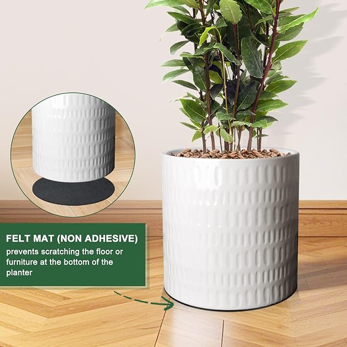 12 Inch Plant Pot,Ceramic Planter with Drainage,Large Planters for Indoor Plants,Indoor&Outdoor Plant pots,Ceramic Flower pots,Cylinder Flower Planter Pot(Pure White)