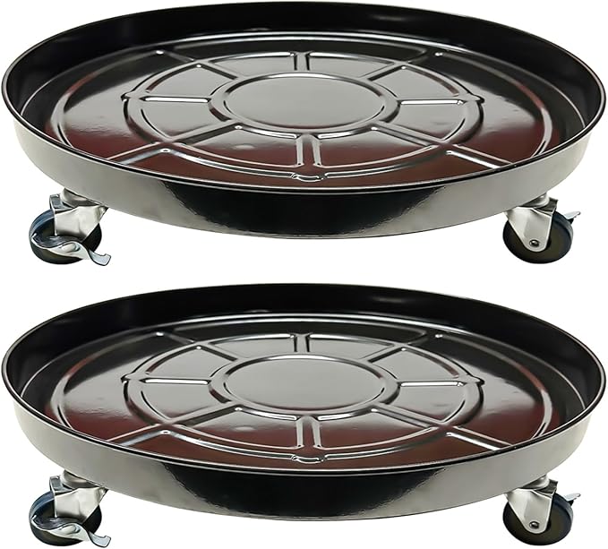 Choclaif Plant Caddy with Wheels, 2 Pack Black Heavy Duty Plant Stand with Universal Wheels, Round Pot Trolley for Indoor Outdoor (20)