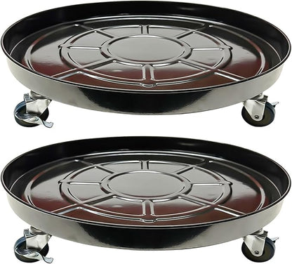 Choclaif Plant Caddy with Wheels, 2 Pack Black Heavy Duty Plant Stand with Universal Wheels, Round Pot Trolley for Indoor Outdoor (20)