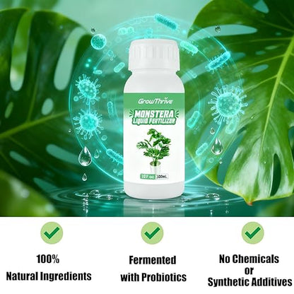Monstera Plant Food 300ML (10oz) – Organic Microbial Probiotic Fertilizer for Monstera Deliciosa & Indoor Plants – Liquid Nutrient for Greener Leaves & Strong Roots
