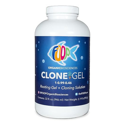FOOP Clone Gel - Two Products in One: Rooting Gel + Cloning Solution - Get Big Fat White Fuzzy Roots Faster and Make Cloning Simple | Works Great in All Cloning Media (32oz)