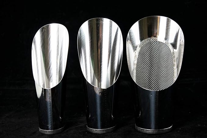 3 Pcs Set Japanese Stainless Bonsai Soil Scoop with 1 Mesh - Potting & Mixing Tool (U-1)