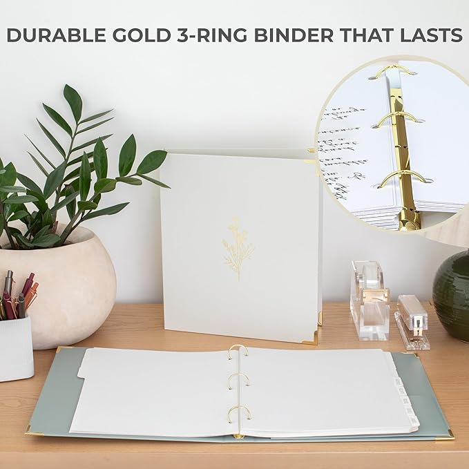 Aesthetic 3 Ring Binder Set of 2 - Sturdy 1 Inch Binder Fits Letter Sized Paper - A Cute Holder for Women or Men with Pocket Easily Organizes Your Paperwork for School, Office or Work