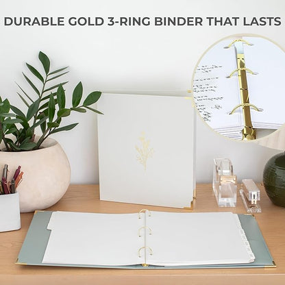 Aesthetic 3 Ring Binder Set of 2 - Sturdy 1 Inch Binder Fits Letter Sized Paper - A Cute Holder for Women or Men with Pocket Easily Organizes Your Paperwork for School, Office or Work
