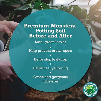 Premium Monstera Potting Soil | Quick Draining, Nutrient Rich Living Aroid Soil for Fast Growth & Healthy Root Aeration | Organic Aged Bark, Coco Coir, Perlite, Worm Castings (Large Bag)