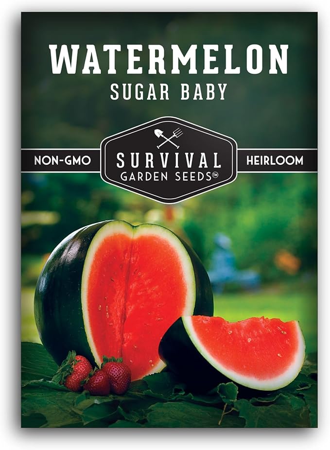Sugar Baby Watermelon Seeds - Grow Little Round Icebox Watermelons at Home - Non-GMO Heirloom Variety for Planting - Survival Garden Seeds (1 Pack)