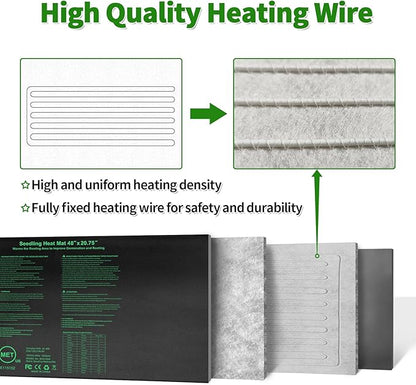 Seedling Heat Mat 48"x20.75", UL & MET-Certified Waterproof Plant Heating Pad for Germination, Hydroponics, Brewing, Breeding, and Greenhouses