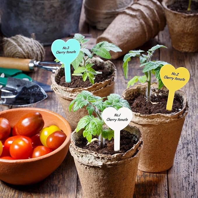 100 pcs Plastic Plant Labels, Thick Garden Labels Plant Tags Seeding Labels, Garden Marker Vegetable Gardening Tag Seed Stake Tag for Outdoor Indoor Potted Plants with Permanent Marking Pen