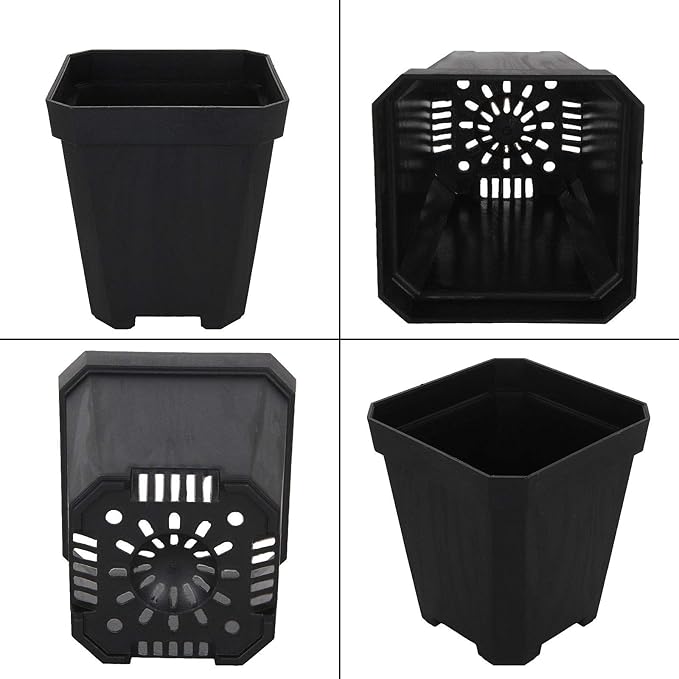 60pcs Plastic Square Nursery Pot (Black) Thick Plastic Square Flower Planting Pots with Drainage Hole for Seed Germination, Seed Starting Pots, Modern Decorative Flower Pot