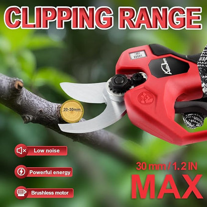 Electric Pruning Shears Compatible with Milwaukee m18 Battery Brushless Electric Shears with LCD Display 0.8-1.2 Inch Cutting Diameter for Gardening, Branch, Tree Trimming (NO Battery)