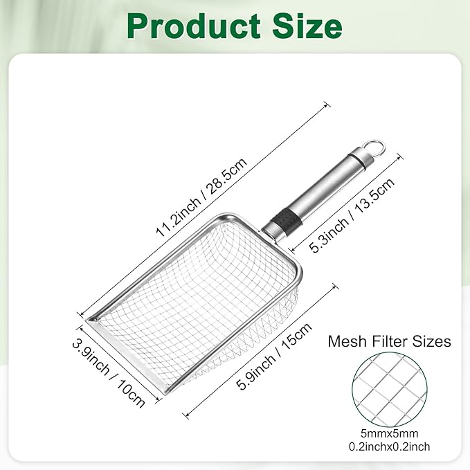 1-Pack Gardening Soil Sifter, 6 mm Mesh Stainless Steel Sand Soil Compost Sieve with Stainless Steel Handle for Sand/Dirt/Rock Compost [Silver Tone]