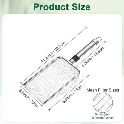 1-Pack Gardening Soil Sifter, 6 mm Mesh Stainless Steel Sand Soil Compost Sieve with Stainless Steel Handle for Sand/Dirt/Rock Compost [Silver Tone]
