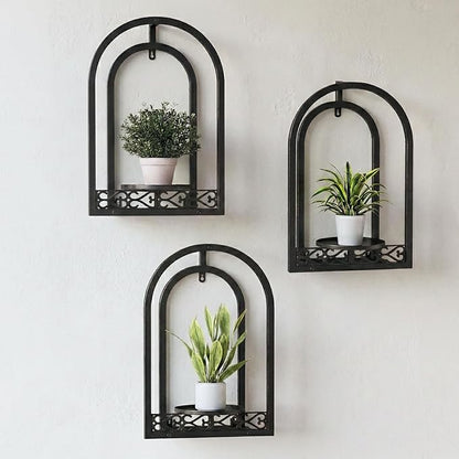 Wall Hanging Planters, Modern Iron Frame for Indoor/Outdoor Plants, Stylish Decor for Living Room, Garden, Patio 3 Pack Black