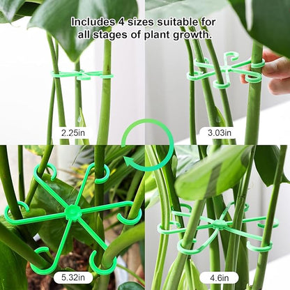 6pcs Climbing Houseplant Stem Supports,Plant stem Support Indoor Outdoor Use,Stem Hook Growth Accessories for Plant Garden, Promotes Upright Growth and Airflow(Green)