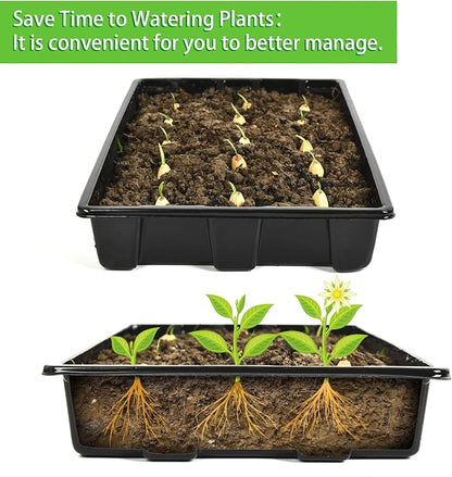 YoleShy 10 Pack Seed Starter Tray Reusable Plastic Plant Seedling Starter Trays Thickened Sturdy Durable for Germination Growing Microgreens Planting Propagation, Without Drain Holes, 14.5"x9"