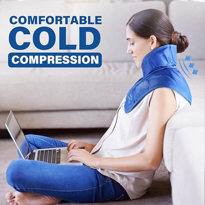 LotFancy Ice Pack for Neck Shoulder, Reusable Cold Neck Wrap for Pain Relief, Flexible Gel Pack with Adjustable Straps, Cold Compress Therapy for Injuries, Swelling, Strains, Sprains