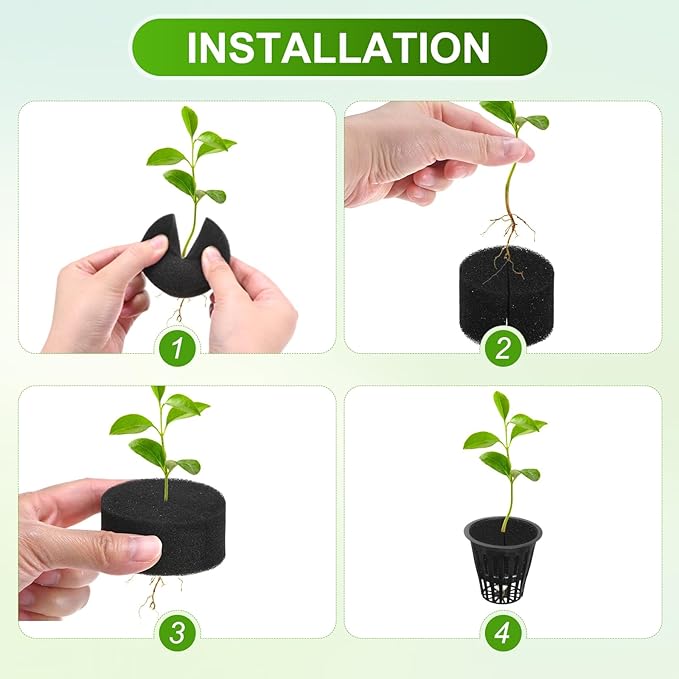 30-Pack Hydroponics Sponges, 1.57 Inch Growing Media Cylindrical Sponges for Planting Gardening Tool/Grow Seedlings/Home Vegetable Flower, Soilless Cultivation Seedling [Black]