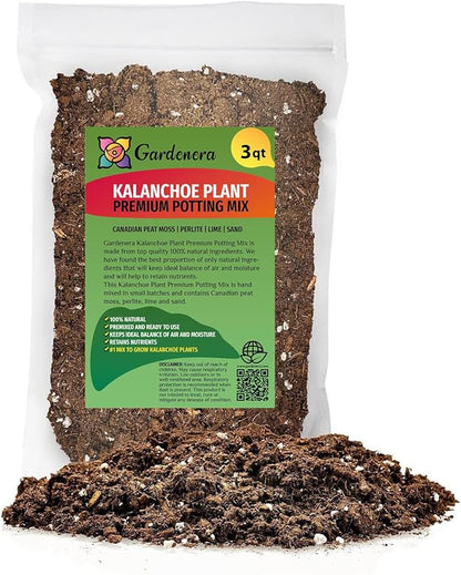 Gardenera Premium Kalanchoe Plant Potting Mix - Unlock The Secrets to Thriving Kalanchoe Growth and Blooming Success - 3 Quart