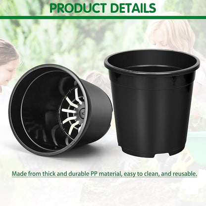 2/3/5/10 Gallon Pots for Plants, Sturdy Plastic Planter Pot with Drainage Holes, Large Plastic Planters, 2 Gallon Nursery Pots for Seedlings, Succulents, Cuttings