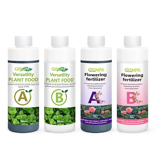 A&B Plant Fertilizer, 250ML Hydroponics Nutrients & Potting Soil Food - Easy-Mix Liquid Plant Food for Healthier, Lush Potted Houseplants, Herbs, and Hydroponics Growing System