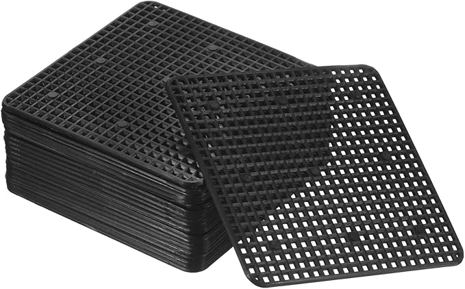 20 Pack Plant Pot Hole Mesh Pads - Square Rigid Bonsai Flowerpot Drainage Grid Screen Apply to Outdoor/Garden (10cm/4 Inch, Black)