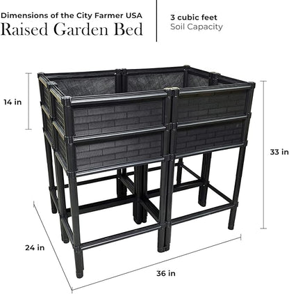 Elevated Raised Garden Bed with Legs 14" Depth Planter Box | Non-Toxic Sun Protected Material | 36" L X 24" W X 27" H for Easy Planting | Vegetable & Herb Backyard Patio