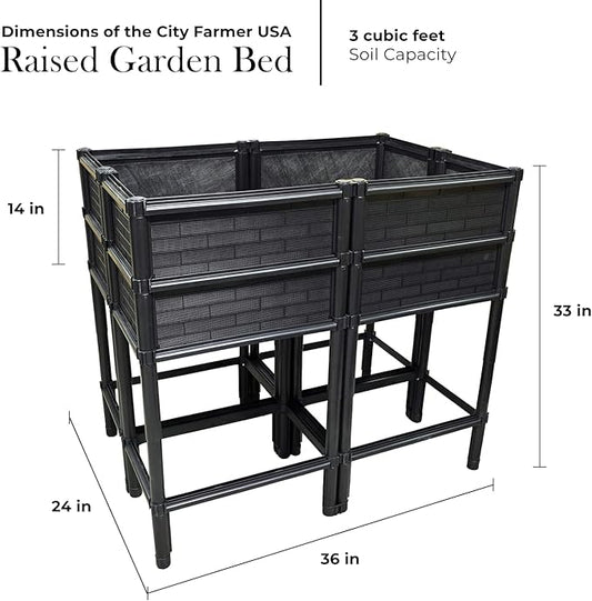 Elevated Raised Garden Bed with Legs 14" Depth Planter Box | Non-Toxic Sun Protected Material | 36" L X 24" W X 27" H for Easy Planting | Vegetable & Herb Backyard Patio