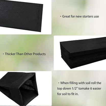 Belit 50 Pcs 13.5" H Deep Nursery Grow Bags, Non-Woven Plants Pots Container for Starting Deep Rooted Plants Vegetable, Flower, Seedling Tree, Black