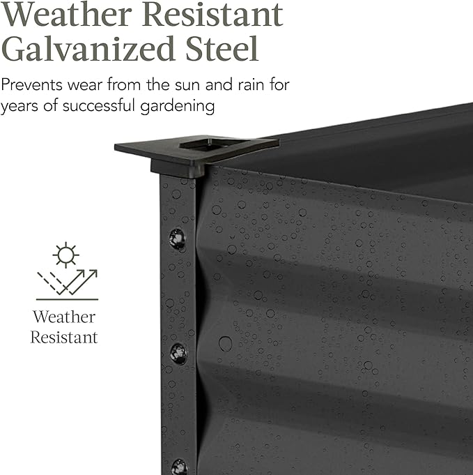 Best Choice Products 48x24x30in Galvanized Raised Garden Bed, Metal Elevated Planter Box, Vegetable Garden for Backyard, Patio, Balcony - Charcoal