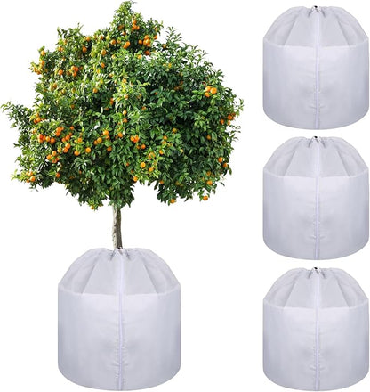 4 Pack Plant Winter Protection Pot with Drawstring and Zipper,17.7" x19.7"Plant Pot Covers,Flower Pot Protection Bag,Plant Covers Freeze Protection for Outdoor Winter Garden Fruit Trees Potted (grey)