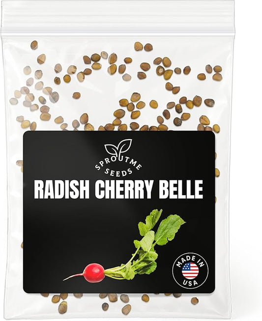 Radish Cherry Belle Seeds for Planting – 200+ Heirloom Non-GMO, Round Red Radish Variety for Spring & Fall Gardens, High Germination (Raphanus sativus)