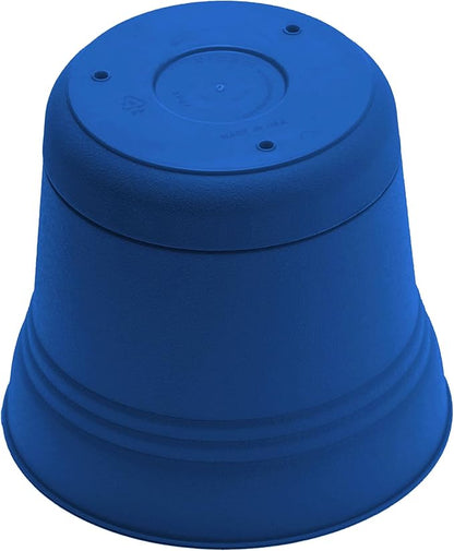 Bloem Saturn 7" Classic Blue Round Resin Planter Pot with Snap-in Saucer for Indoor and Outdoor Gardening