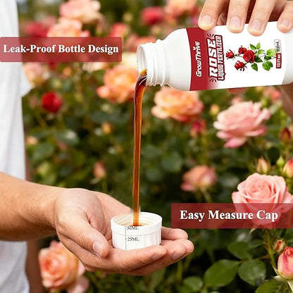 Rose Liquid Fertilizer 300ml – Organic Rose Plant Food with Probiotics, Natural Flower Fertilizer for Bigger Blooms, Greener Leaves & Healthy Roots – Concentrated 1:400 Formula