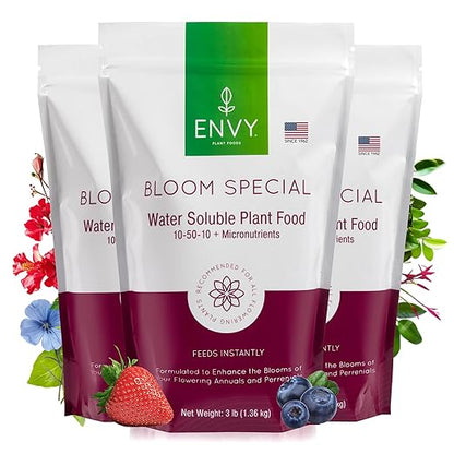 ENVY Bloom Special Plant Fertilizer for Flowering Plants, 9 Pounds - Makes 900 Gallons, for Indoor and Outdoor Plants, Pet Safe, Water Soluble, Made in USA