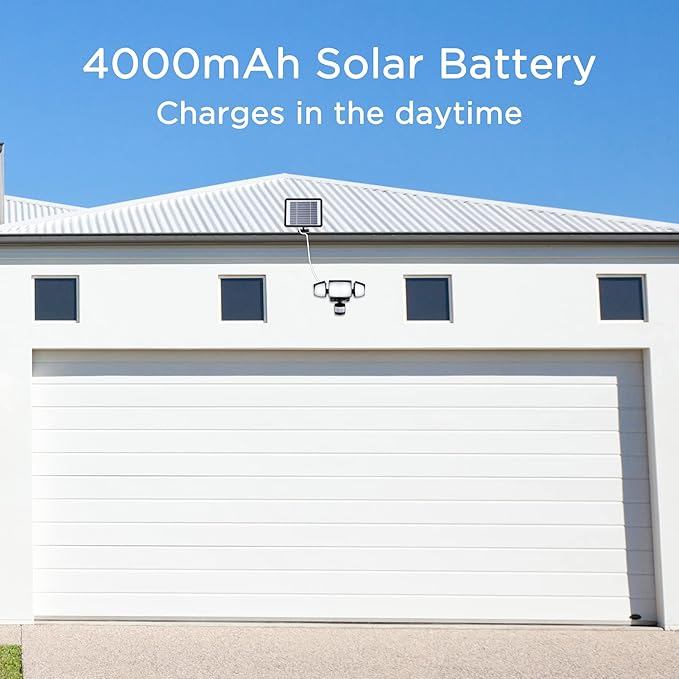 Solar Security Lights Motion Outdoor, 1800LM, Solar LED Motion Sensor Lights with 3 Adjustable Heads, 6500k, Water Resistant Flood Light for Garage, Yard, Garden (Black)