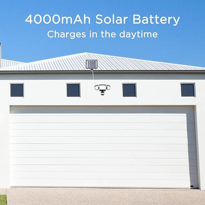 Solar Security Lights Motion Outdoor, 1800LM, Solar LED Motion Sensor Lights with 3 Adjustable Heads, 6500k, Water Resistant Flood Light for Garage, Yard, Garden (Black)