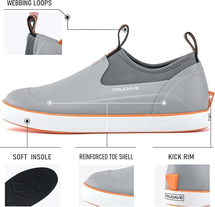 Trudave Deck Shoes for Men, Waterproof Fishing Shoe Anti-Slip Ankle Rain Shoe for Men, Yard Garden Shoes for Farming & Outdoor Work