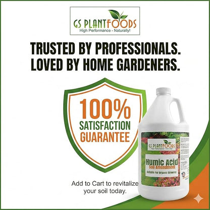 GS Plant Foods Humic Acid Soil Amendment – Leonardite-Derived Liquid Concentrate for Improved Soil Structure & Nutrient Availability – OMRI Listed for Organic Use – 32 Oz